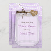 Große Mason Jar & Lights Lavender Lila rustikal Einladung (Vorne/Hinten)