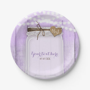 Große Mason Jar & Lights Lavender Lila rustikal Pappteller