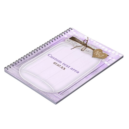 Große Mason Jar & Lights Lavender Rustic Journal Notizblock (Linke Seite)
