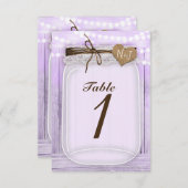 Große Mason Jar & Lights Lavender Tischnummer (Vorne/Hinten)
