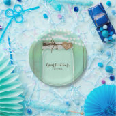 Große Mason Jar & Lights Mint Rustikale Hochzeit Pappteller (Party)