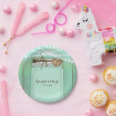 Große Mason Jar & Lights Mint Rustikale Hochzeit Pappteller (Party)