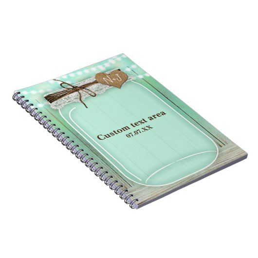 Große Mason Jar & Lights Minze Rustic Journal Notizblock (Rechte Seite)