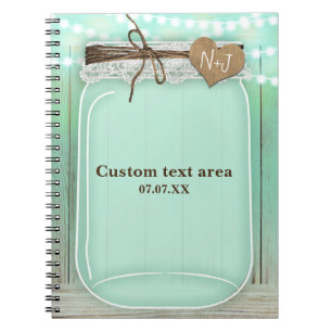 Große Mason Jar & Lights Minze Rustic Journal Notizblock