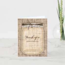 Große Mason Jar mit Burlap & Lace Rustikale Hochze Dankeskarte