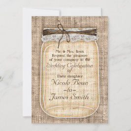 Große Mason Jar mit Burlap & Lace Rustikale Hochze Einladung