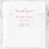 Große Maßstäbe Dankeschön an weiße rosa Hochzeitsk Quadratischer Aufkleber (Tasche)