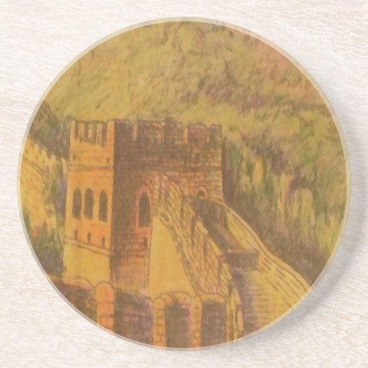 Große-Mauer Badaling-Achterbahn Sandstein Untersetzer (Vorne)