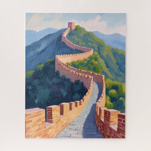 Große Mauer Chinas Gemälde Wasserfarbe Puzzle (Vertikal)