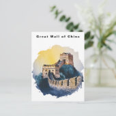Große Mauer Chinas Reise Wasserfarbe  Postkarte (Stehend Vorderseite)