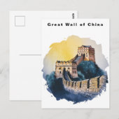 Große Mauer Chinas Reise Wasserfarbe  Postkarte (Vorne/Hinten)