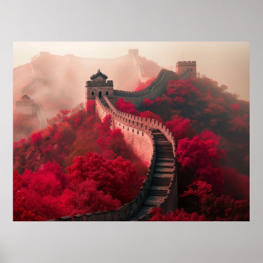 Große Mauer der China im Herbst - Landschaftlich R Poster (Vorne)