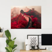 Große Mauer der China im Herbst - Landschaftlich R Poster (Heimbüro)
