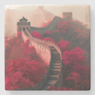 Große Mauer der China im Herbst - Landschaftlich R Steinuntersetzer