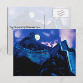 Große Mauer der China mit dem Mond Postkarte (Vorne/Hinten)