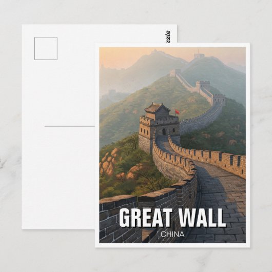 Große Mauer der China Postkarte (Vorne/Hinten)