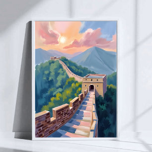 Große Mauer der China Reisebild Poster