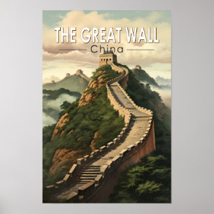 Große Mauer der China Reisen Vintag Poster