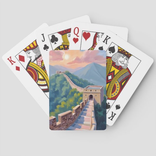 Große Mauer von China | Reise Malerei Spielkarten (Rückseite)