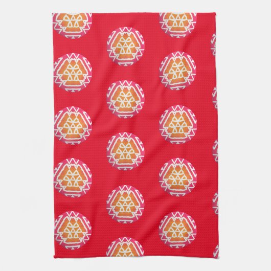 Große Medallion Rot Geschirrtuch (Vertikal)