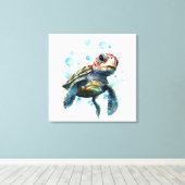 Große Meeresschildkröte Kunst Leinwanddruck (Insitu (Holzboden))