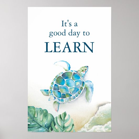 Große Meeresschildkröte und Monstera-Blätter Poster (Vorne)