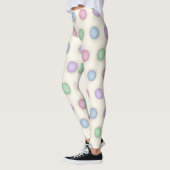 Große mehrfarbige Pastellfarben erschütterte Polka Leggings (Links)