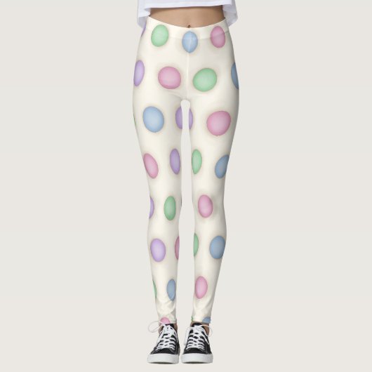 Große mehrfarbige Pastellfarben erschütterte Polka Leggings (Vorderseite)
