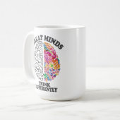 Große Minds denken anders Kaffeetasse (Vorderseite Links)