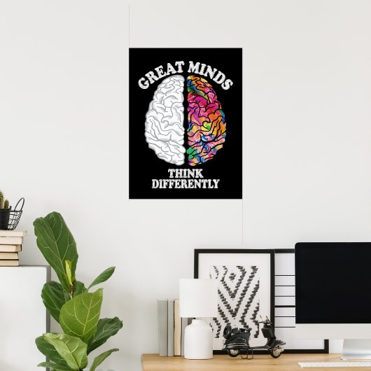 Große Minds denken anders lustig Poster (Heimbüro)