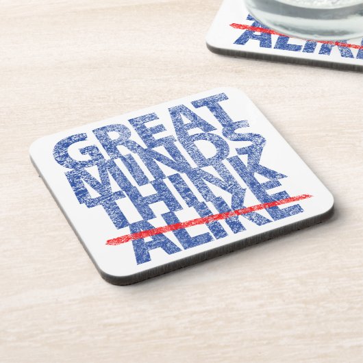 Große Minds denken blauer Text Getränkeuntersetzer (Linke Seite)