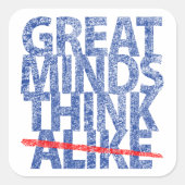 Große Minds denken blauer Text Quadratischer Aufkleber (Vorderseite)