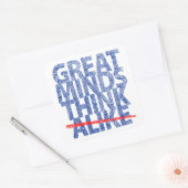 Große Minds denken blauer Text Quadratischer Aufkleber (Umschlag)
