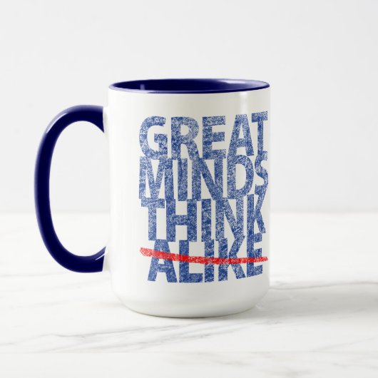 Große Minds denken blauer Text Tasse (Links)