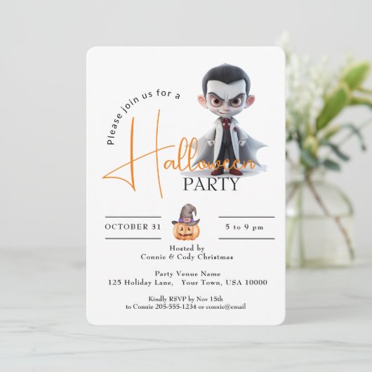 GROSSE MIT AUGEN DRACULA, HALLOWEEN-PARTY EINLADUNG (Stehend Vorderseite)