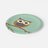 Große Mit Augen Eule am Zweig mit Vollmond Pappteller (Schrägansicht)