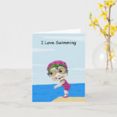 Große mit Augen Mädchen-Schwimmer-Anmerkungs-Karte Karte (Gelbe Blume)