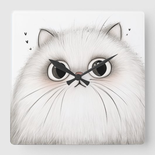 Große Mit Augen persische Cat Wall Uhr (Vorderseite)