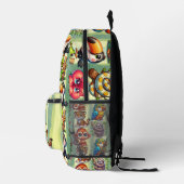 Große Mit Augen Rainforest Cartoon Freunde Bedruckter Rucksack (Rechts)
