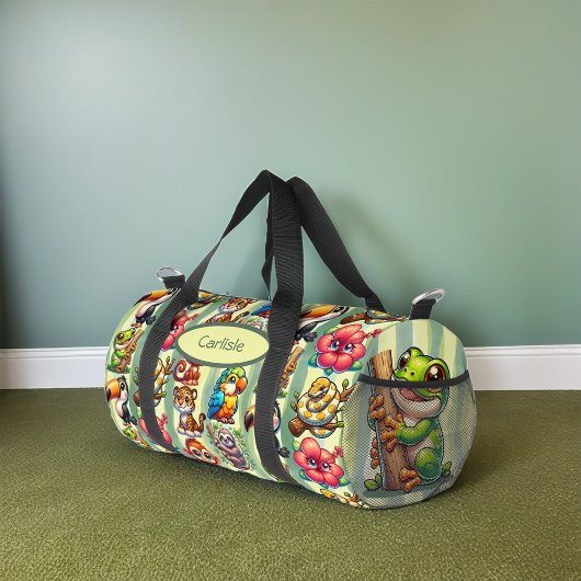 Große Mit Augen Rainforest Cartoon Freunde Duffle Bag