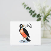 Große mit Augen Red Breasted Robin Singing Postkarte (Stehend Vorderseite)