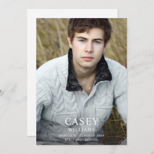 Große Mod Name Foto Graduation Party Vertikal Einladung (Vorne/Hinten)