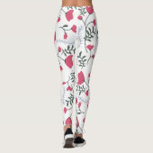 Große moderne Aquarellrot-Blume mit Verlassen Leggings (Rückseite)