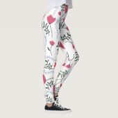 Große moderne Aquarellrot-Blume mit Verlassen Leggings (Rechts)