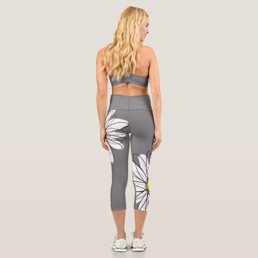 Große moderne Daisy mit Skriptnamen Capri Leggings (Rückseite)