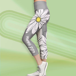 Große moderne Daisy mit Skriptnamen Capri Leggings
