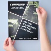 Große, moderne geometrische Autowäsche und Details Flyer (Hand)