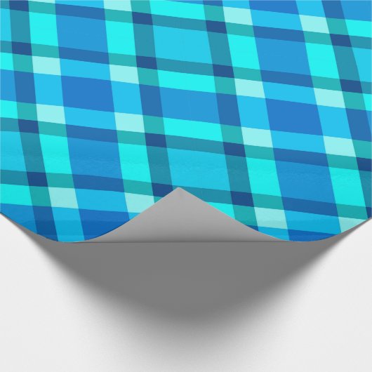 Große moderne Karierte, Cobalt Blue, Aqua & Turquo Geschenkpapier (Ecke)