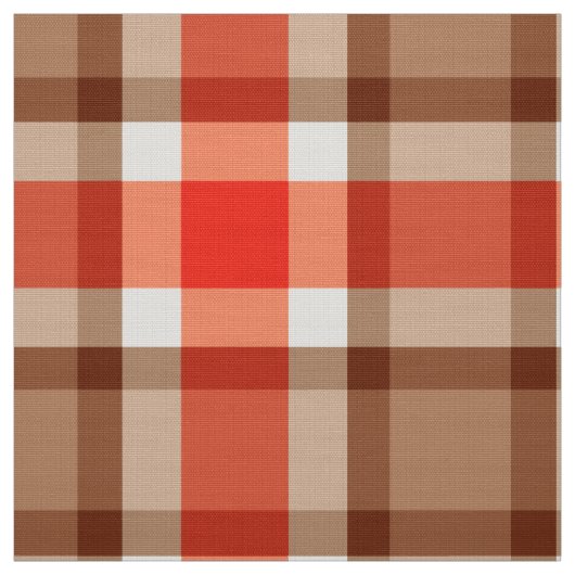 Große moderne karierte, korallenrote Orange, Brown Stoff (Muster)