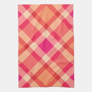 Große moderne Karierte, orangefarbene, korallenfar Geschirrtuch